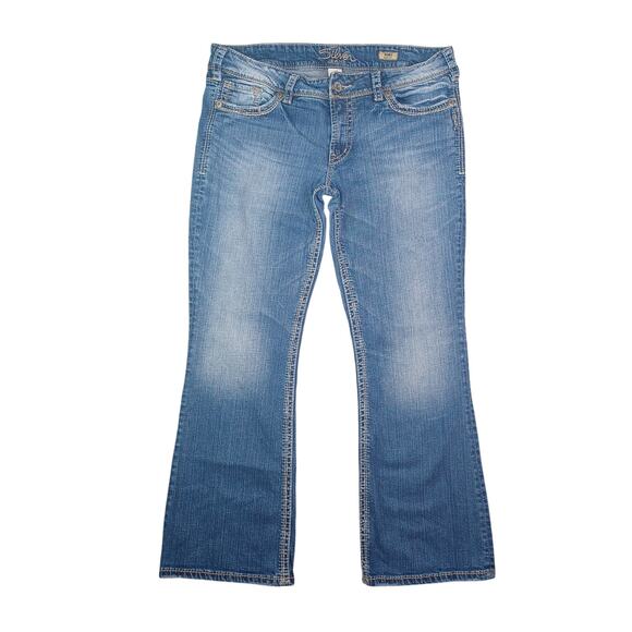 Silver Jeans Suki Bootcut Jeans Womens Size W34 L30 Blue Low Rise Distressed Y2K - Picture 1 of 11